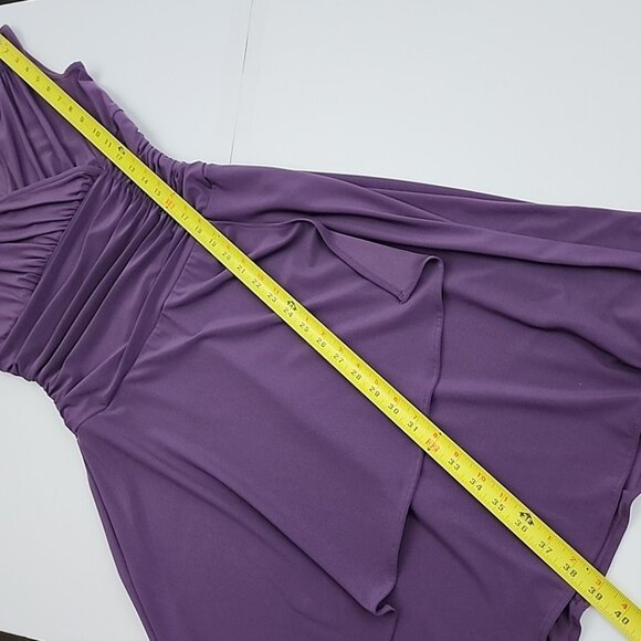 Cleo Petite Formal V Neck Sleeveless Dress Purple Ruched Waist Drapy Size 8 - Picture 11 of 13